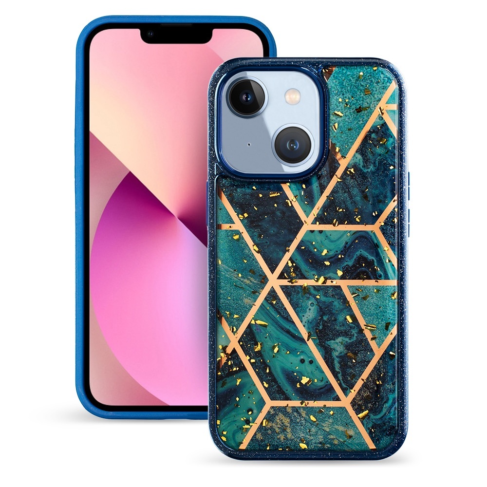 Green Geometric Marble Case for iPhone 13